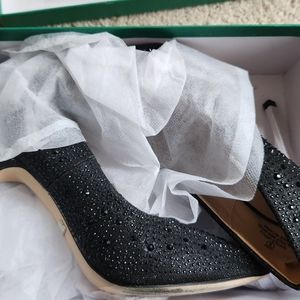 Jeweled Black Stiletto Heels